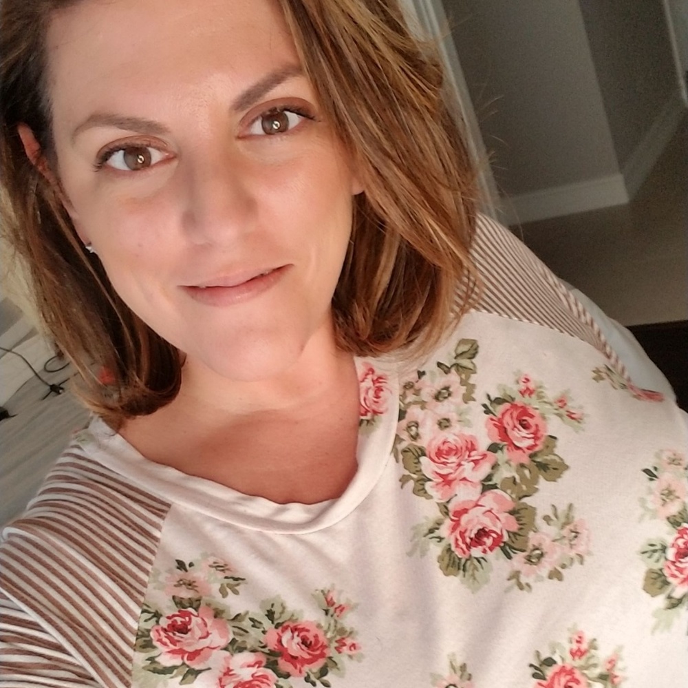 Strip & Floral Jersey Knit Top - Picture 4 of 4